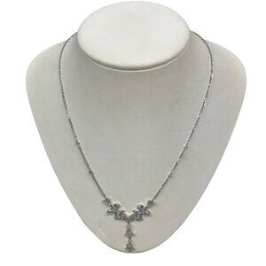 14K White Gold Diamond Necklace 0.33 CTTW Van Belinger Authenticity Certificate